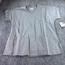 S.C.R.U.B.S. Mock Wrap Scrub Top Womens L Pewter Gray Z1011 New Nursing Uniform