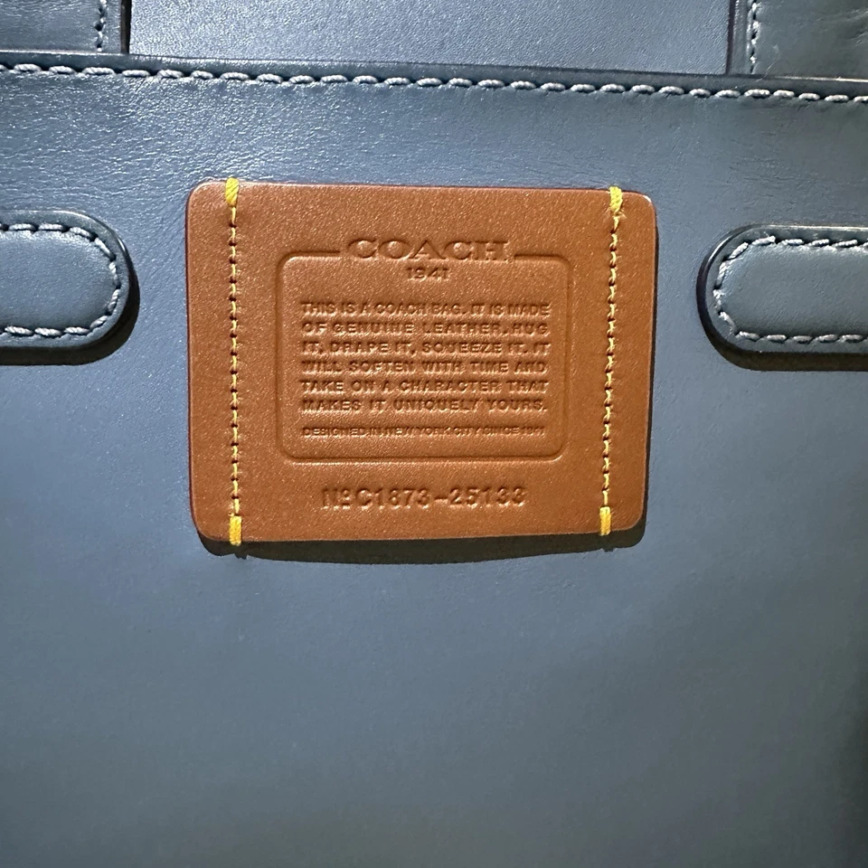 Bolso de Mano Coach 1941 Doble Swagger Cuero Azul Cambray Correa Piel de Serpiente Foto 3 de 4