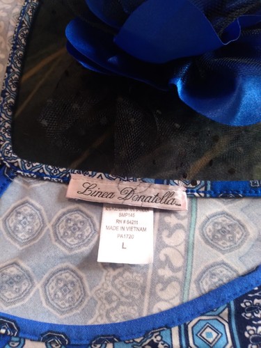 Linea Donatella Pajama Set Large Blue Design Tank Capri 2 Piece PJ Set - Picture 2 of 15