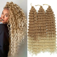 Women's 22 Inch Soft Ombre Deep Twist Synthetic Crochet Braiding Hair Extensions