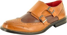 Mens Leather Monk Shoes Double