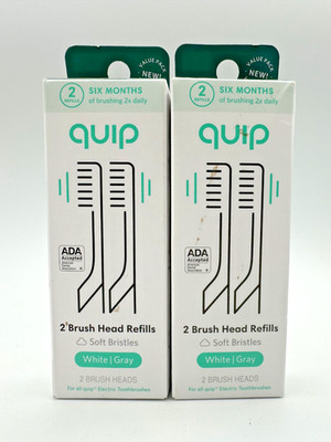 Quip Toothbrush Brush Head Replacement 2 packs, total of 4 heads. Free Shipping