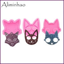 DY0609 Glossy Cat Head Keychain Molds Resin Crafting Fox Head Mold Epoxy