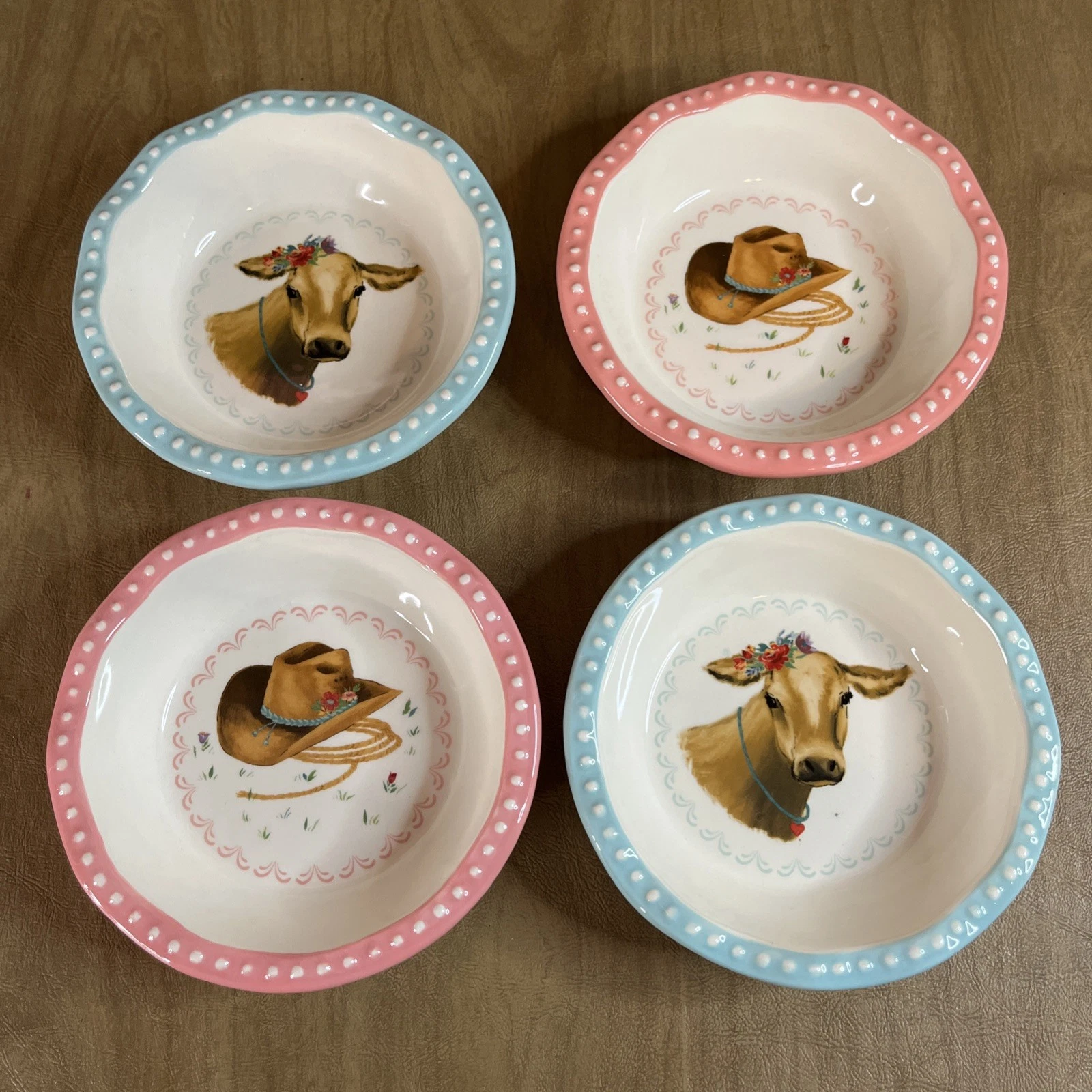 PIONEER WOMAN CERAMIC SWEET ROMANCE BLOSSOMS MINI PIE PLATES Set Of 4 Cowgirl