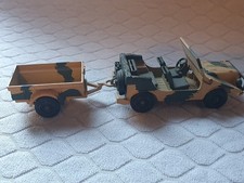 Vintage Solido 1:43 Military Jeep & Trailer Made in France Desert Camo Diecast