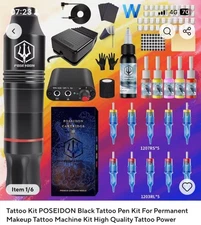 Tattoo Kit POSEIDON Black Tattoo Pen Kit For Permanent Makeup Tattoo Machine Kit