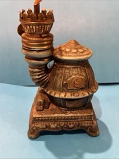 Vintage Ceramic Oil Lamp Potbelly Stove Miniature – No Chimney Included