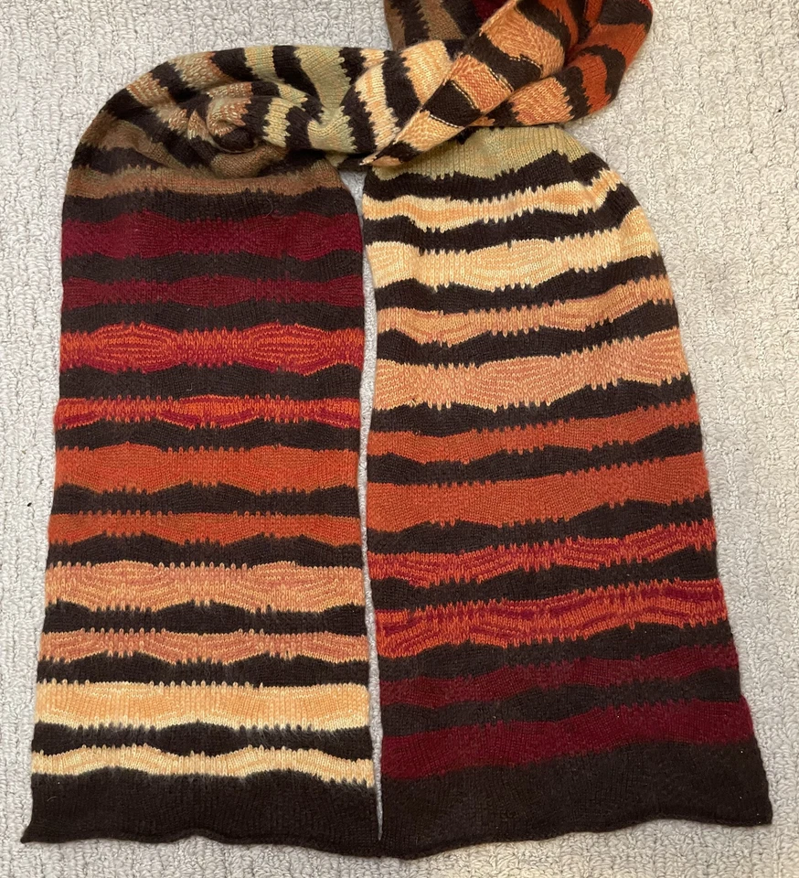 Karen Allen Fiber Arts Cashmere Tyringham Bufanda NUEVA Naranja Marrón Rojo Otoño Foto 3 de 4