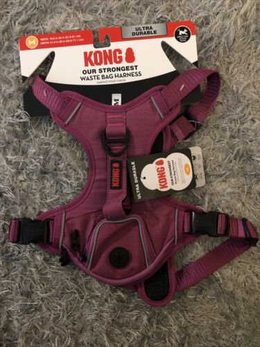 KONG WASTE BAG DOG HARNESS MEDIUM PINK COMFORT + REFLECTIVE - Picture 1 of 4