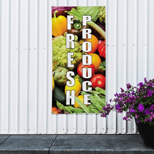 Vertical Vinyl Banner Multiple Sizes Fresh Produce Farmer's Market Food Fair - Picture 4 of 6