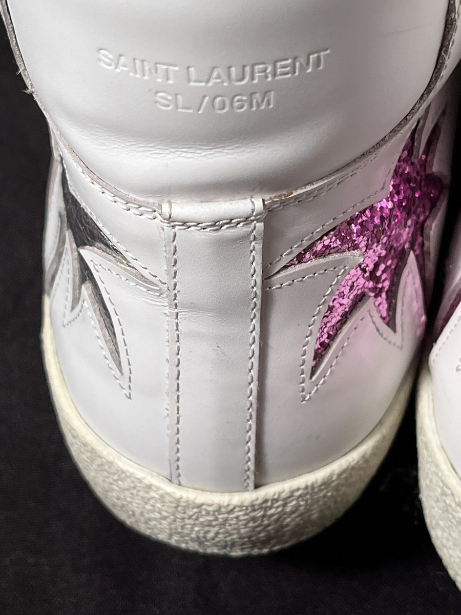 SAINT LAURENT GLITTER PALM TREE SNEAKERS SHOES WOMENS SIZE