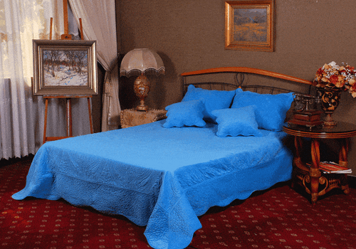 Tache 3-5 PC Cream Blue Tan Super Soft Plush Velvet Waves Quilt Bedspread Set - Picture 6 of 13