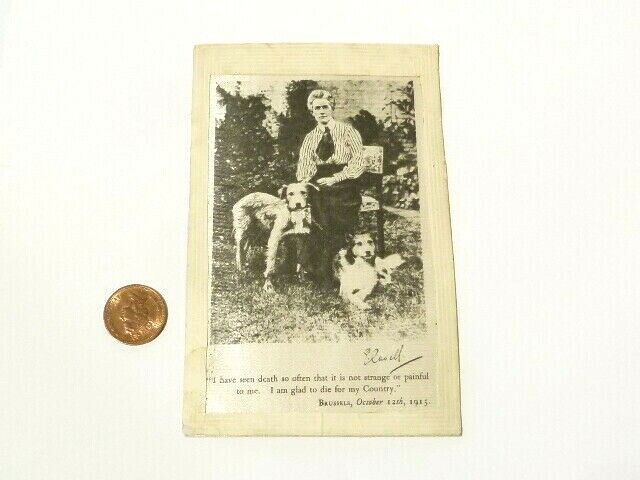 WW1 Pictorial Edith Cavell EXECUTED by Germans Embroidered Silk Postcard #SP31