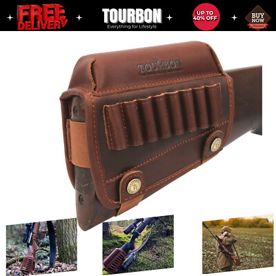 Tourbon Leather Gun Buttstock Cheek Riser Rest Rifle Cartridges Ammo Holder USA