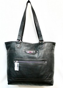 black tote with leopard lining