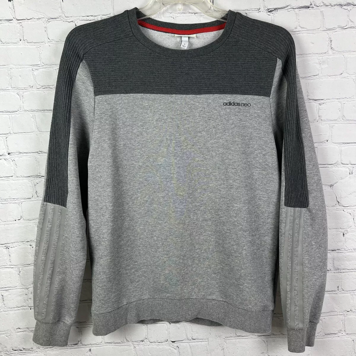 Adidas Neo Women's Medium Crewneck Sweatshirt, Two Tone Heather Gray 3  Stripes