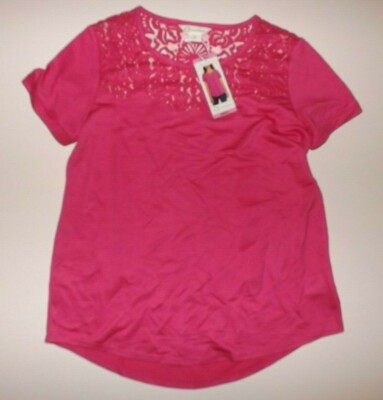 WONDER Raspberry Rose Pink Lace Detail Shirt Size S Small Top
