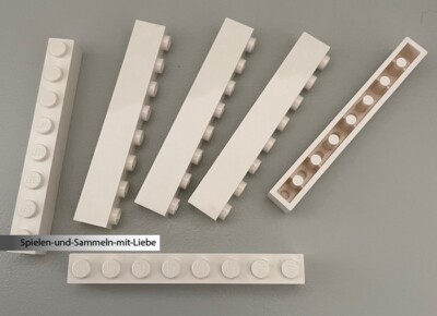 6 x LEGO  STEINE BAUSTEINE 1 x 8 NOPPEN 3008 WEISS NEU