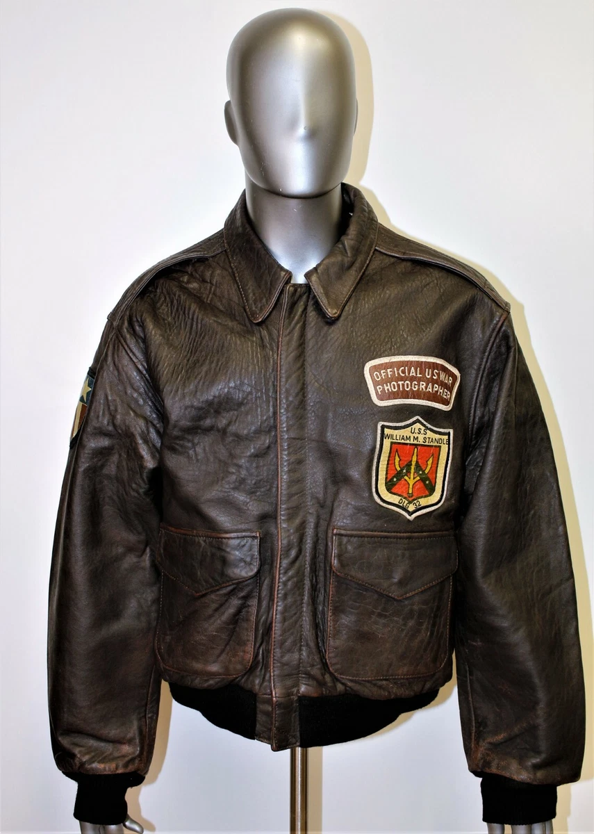 80s A-2 ☆本革☆old leather Flight jacketKAオールドレザージャケット