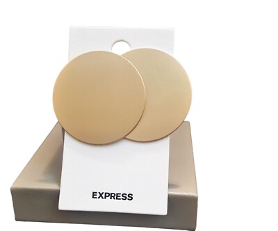 Express Women's Big Statement Circle Stud Earrings Matte Satin Gold Tone NWT