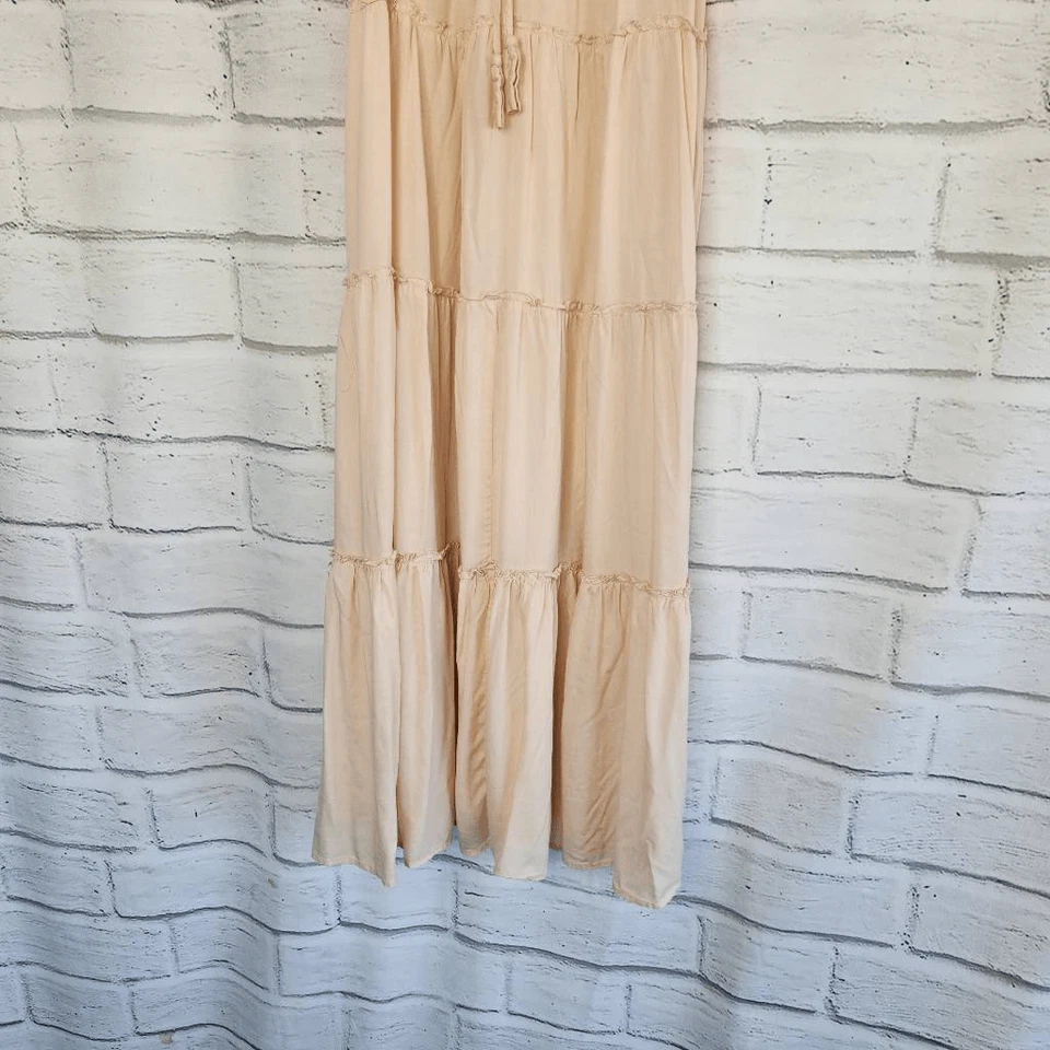 Pilyq Pink Swim Cover Up Sleeveless V-Neck Tiered Maxi Dress Size M/L - Image 4 of 4