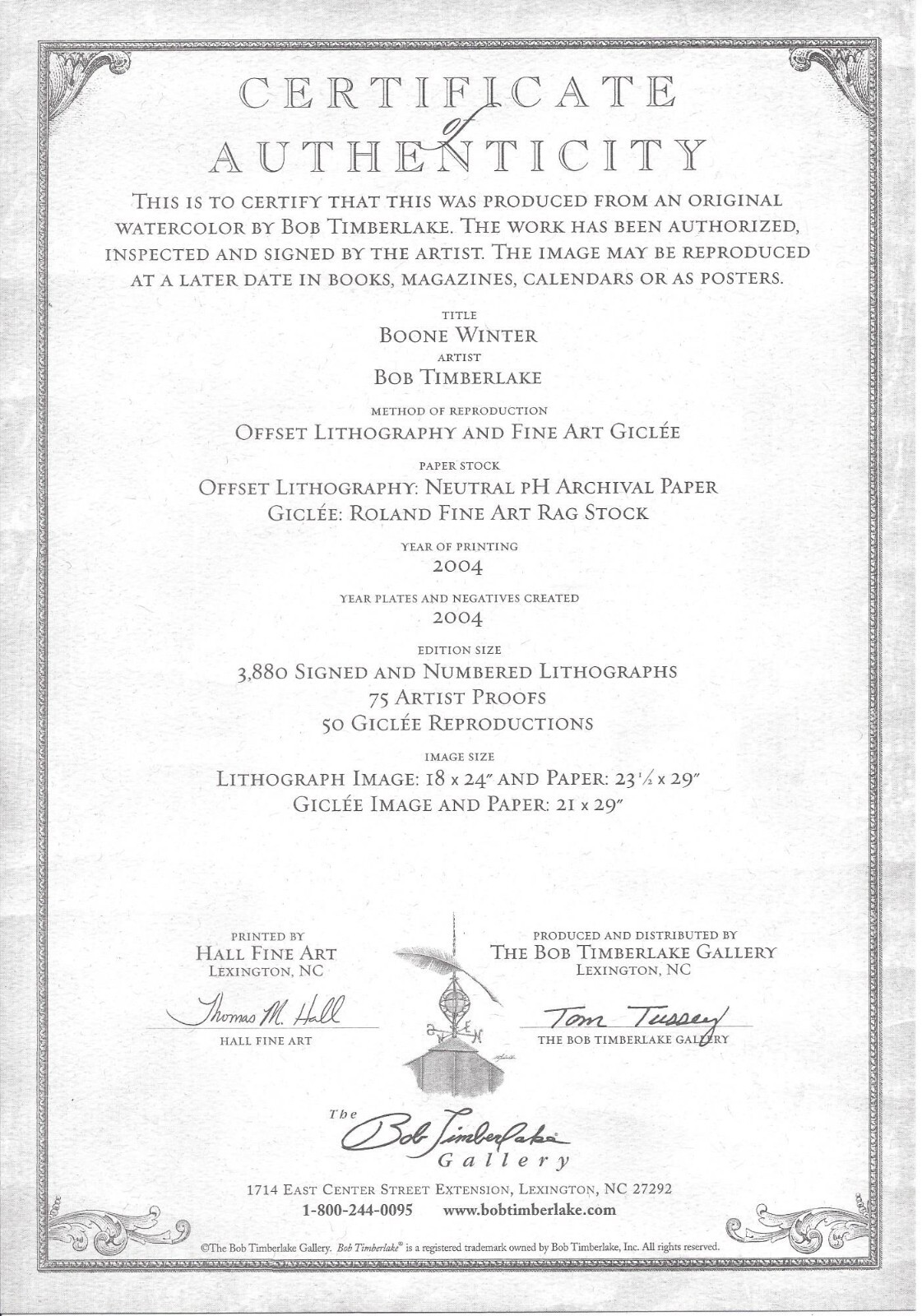 Boone Winter by Bob Timberlake 2459/3880 Signed and Numbered 23 1/2" x 29" eBay