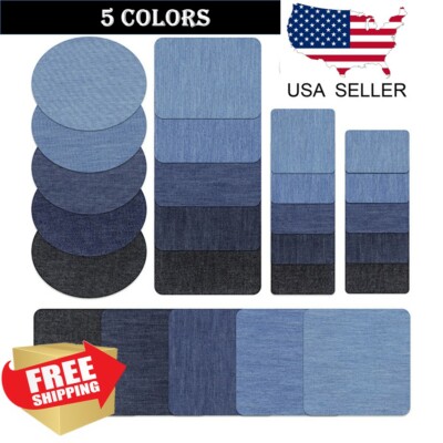 5 Colors DIY Iron on Denim Fabric Patches for Clothing Jeans Repair Kit