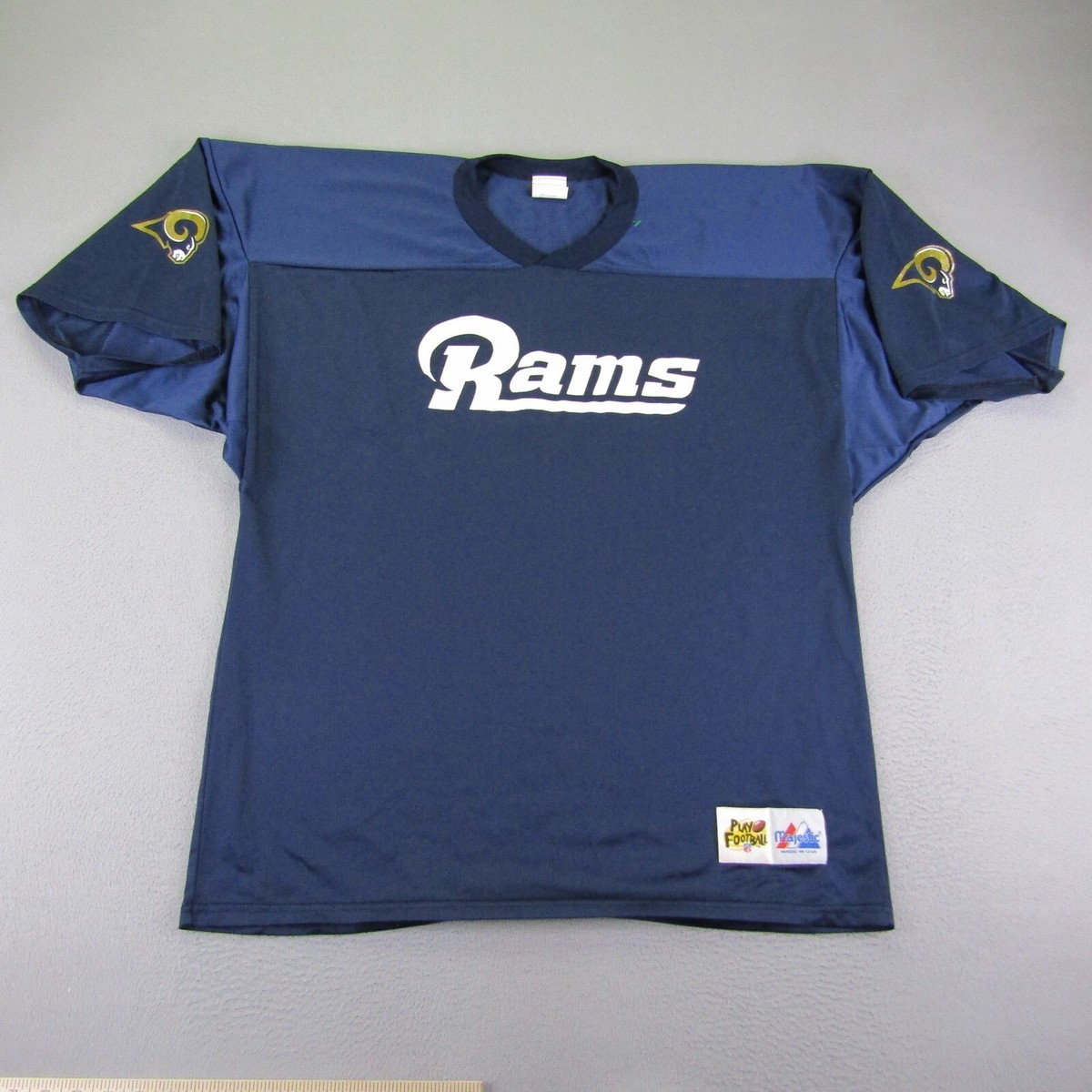 シャツ 90s'vintage los angeles rams foot jersey Vintage LA Rams Jersey Mens XL Blue Majestic NFL Play