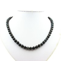 Halskette Perlen Falkenauge 8 Mm Kette Aus Edelstahl