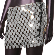 Gonna Mini In Paillettes Da Clubwear Con Strass Trasparente A Filo