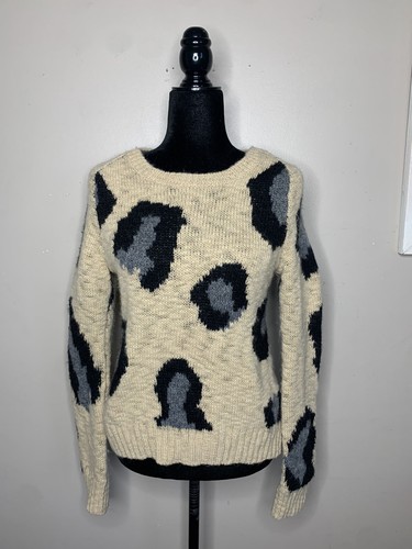 Anthropologie Sleeping on Snow Leopard Print Wool Blend Sweater Women’s Size XS - Picture 7 of 7
