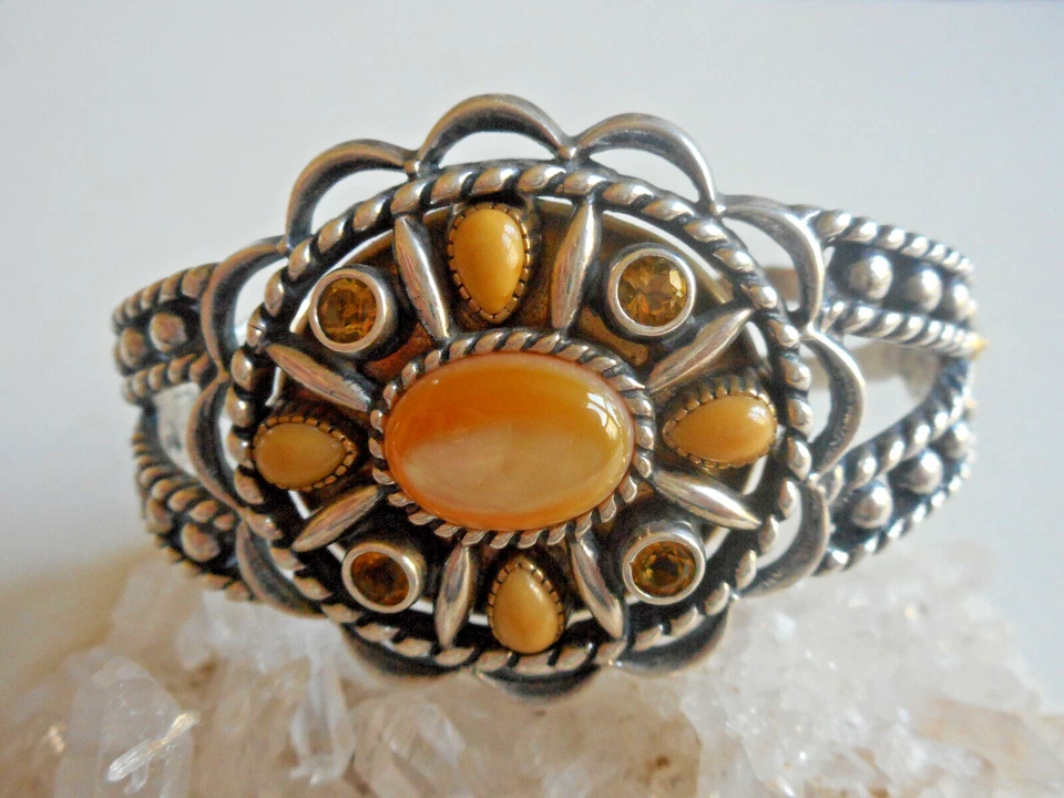 Brazalete de latón Relios Carolyn Pollack amarillo citrino 12901 de plata de ley Foto 2 de 4