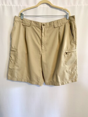 Izod Men's Golf Cargo Shorts XFG Beige Size 40 Front Zip Pockets