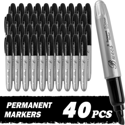 King Size Permanent Markers, 40 Count Black Jumbo Permanent Markers, Chisel tip,