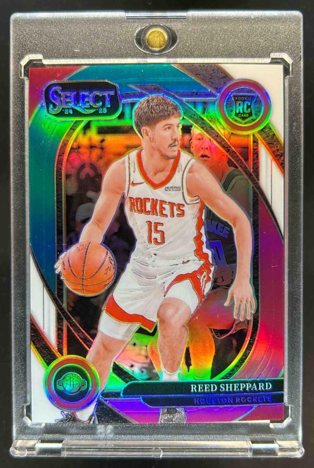 2024-25 Select Reed Sheppard Courtside RC Teal White Pink Prizm #/49 Rockets