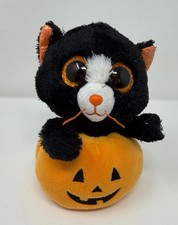 Ty Beanie Boos Edgar the Cat 6" Plush Stuffed Animal Black Orange Pumpkin