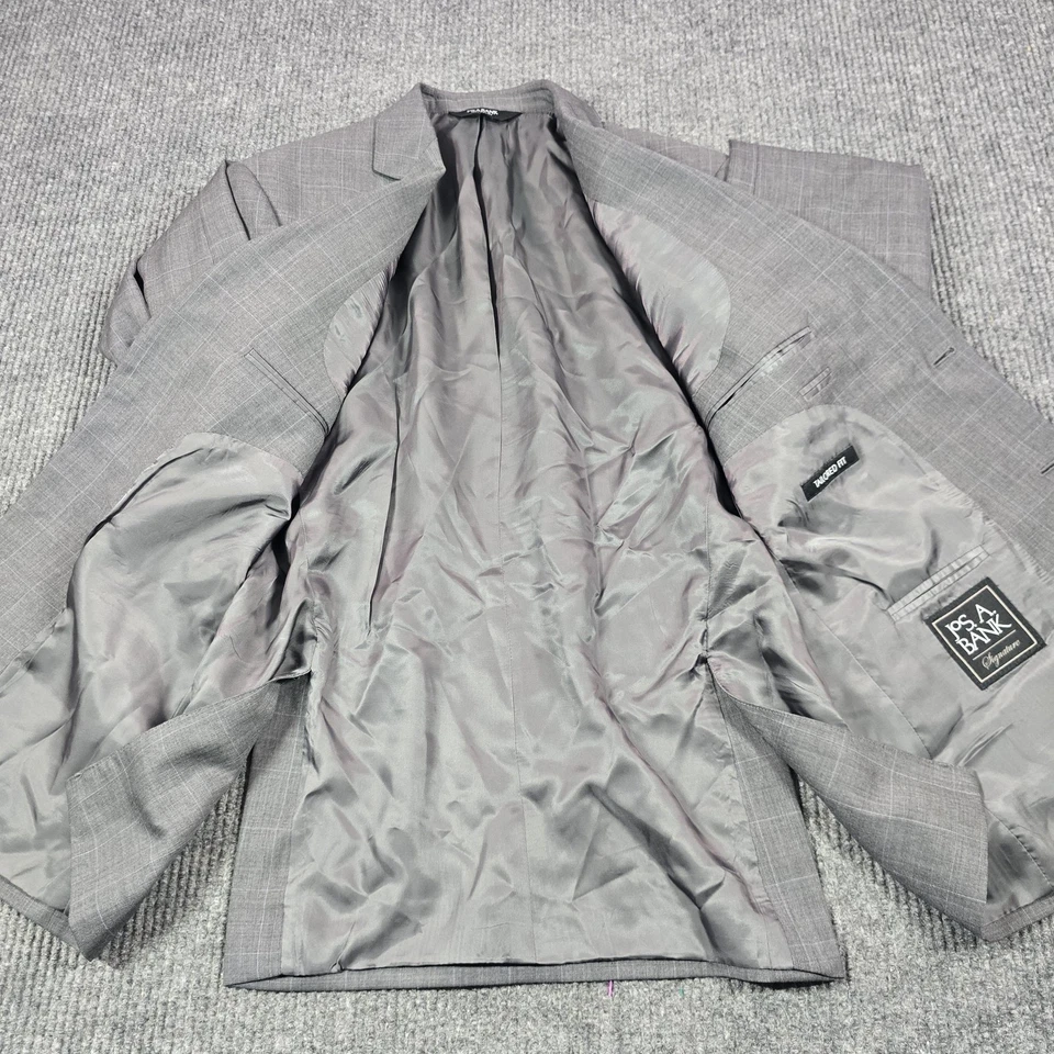 Traje Jos A Bank Signature Para Hombres 44R 38 Cintura Gris Ventana Lana Ajuste A Medida Foto 4 de 4