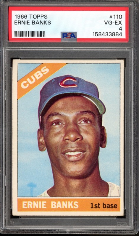 1966 Topps #110 Ernie Banks PSA 4 Vintage HOF Baseball Card (3884)