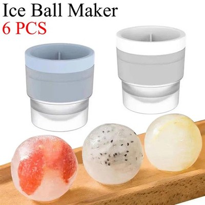 6Pcs Slow-Melting Large Round Ice Cube Mold Maker For Whisky Cocktails Silicone