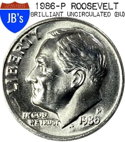 1986-P Roosevelt Dime 10c - BRILLIANT UNCIRCULATED (BU)