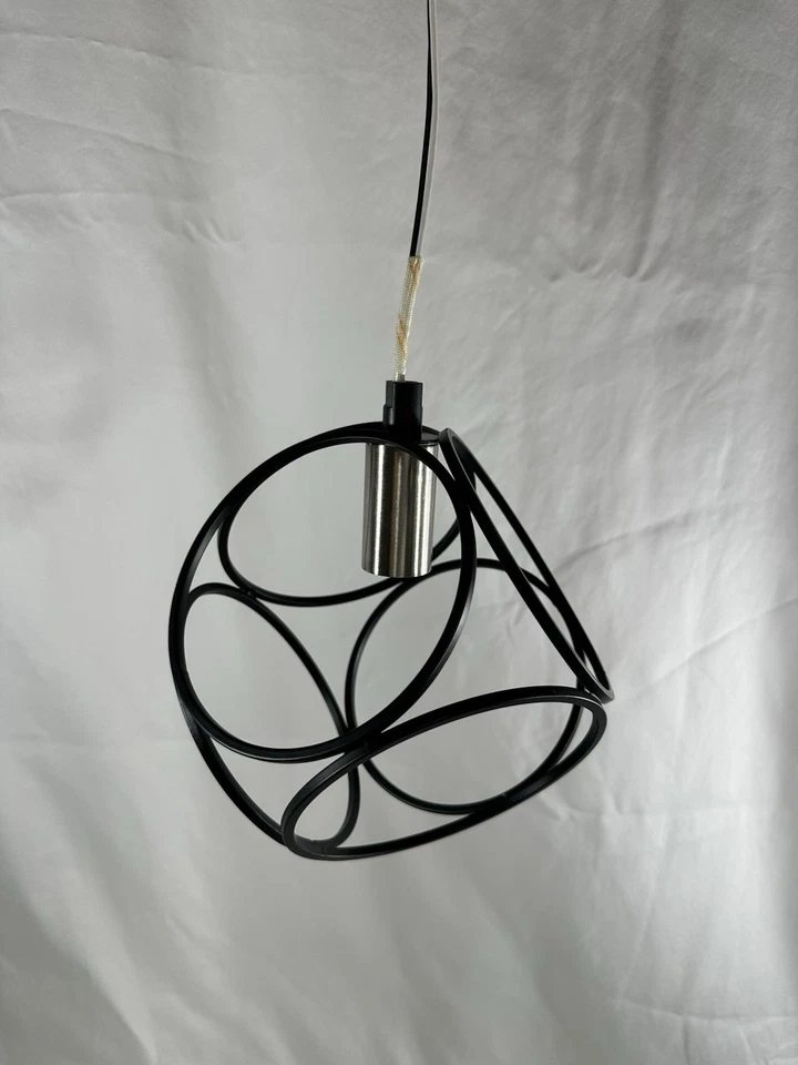 New Artcraft Sorrento Collection 1 Light Pendant, Mini  Matte Black Satin Nickel - Image 2 of 4