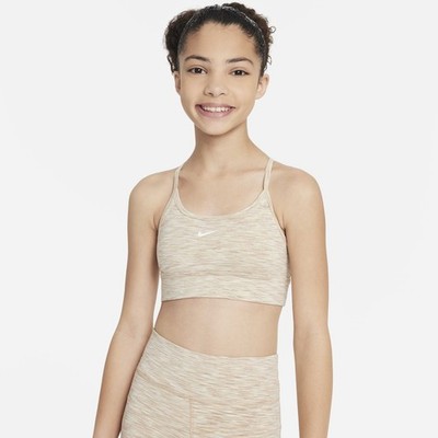 NWT Nike Dri-FIT Indy Femme Big Kids' (Girls') Sports Bra Beige FD2277-200 Sz L
