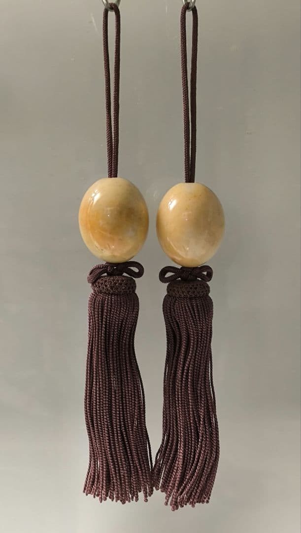 Fuchin Agate Natural Stone Summer Use with Tassels for Hanging Scroll