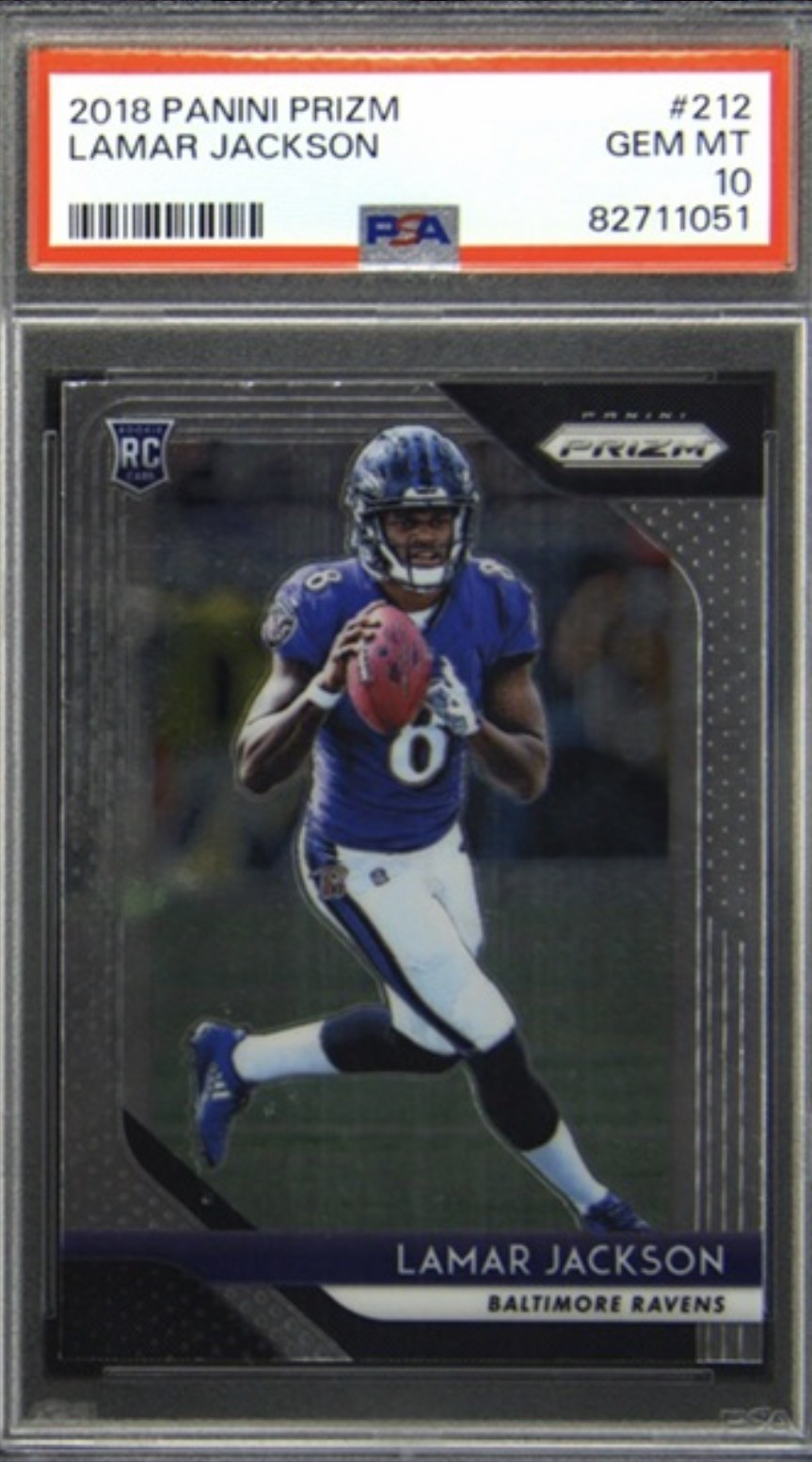 2018 Panini Prizm #212 Lamar Jackson Rookie PSA 10 Ravens