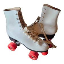 Classic White Roller Skates with Red Wheels