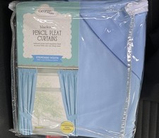 George Baby Pencil Pleat Blackout Blue Curtains 66&rdquo;x 54&rdquo; 168 x 137cm