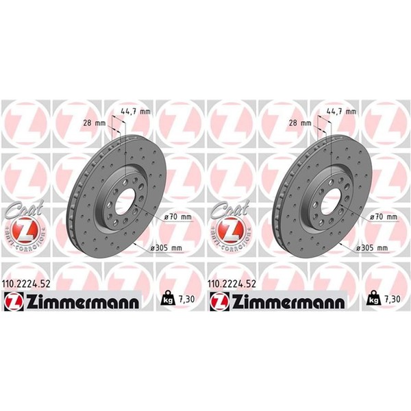 2X Zimmermann Sport Bremsscheiben 305Mm Gelocht Vorne Passend FüR Alfa Giulia-image