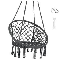 Hammock Chair Hanging Macrame Swing with Hardware Kits, Max Gray -Pack of 1