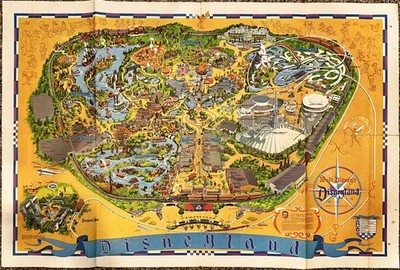 Disney Disneyland Fold-Out Color Park Map Poster - Walt Disney's Disneyland