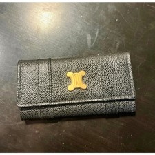 VINTAGE Celine Black Leather 3 Key Holder - L...